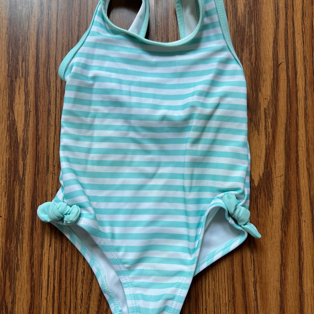 Target Blue and White One Piece Swimsuit with Bow Details